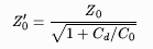 $$Z'_0 = {Z_0 \over \sqrt{1 + C_d / C_0}}$$